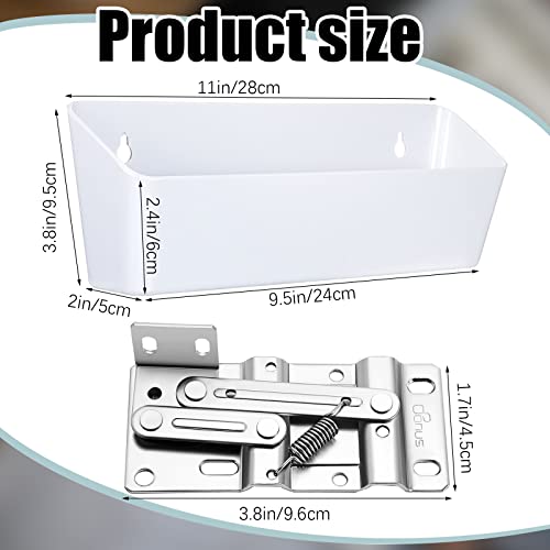 Image of Umigy 2 Pack 11 inch Kitchen Sink Tip Out Tray, False Drawer Front Flip Tray with Hinges & Clips, Sink Sponge Soap Organizer for Kitchen Bathroom, White