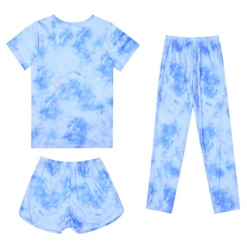 Image of Mirawise Girls 3 Pc Pajamas Sleepwear Cotton Pjs Clothes Set 4-13 Years