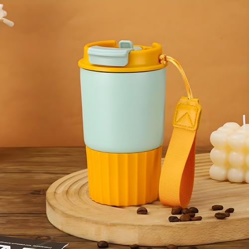 Image of Motka 380ml Stainless Steel Vacuum Insulated Tumbler | Dual Drink Mug with Lid & Straw | Leakproof Coffee Cup for Hot & Cold Drinks | Portable Sipper | Outdoor, Travel & Office (Spring Green)