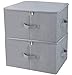 Dust Proof Closet Clothes Storage Boxes with Zippered Lid, Breathable Fabric & Collasible Design for Seasonal Garment Organization, Light Gray, 2 pcs