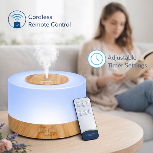 Image of PURE AROMA 700 ML Aroma Diffuser for Home, Office & Spa - Ultrasonic Cool Mist Humidifier with Remote Control, LED Light, Large Capacity Essential Oil Diffuser for Bedroom, Living Room & Yoga
