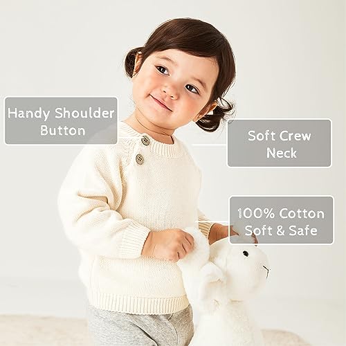 pureborn Baby Toddler Boys Girls Pullover Sweater Cotton Knit Button Closure Sweaters2