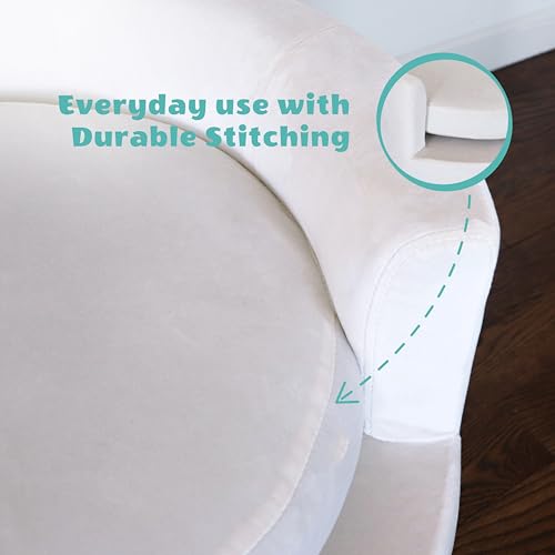 Critter Sitters 28-In. Faux-Velvet White Dog Couch for Small to Medium-Sized Dogs and Cats, Elegant Circular Dog Sofa, Modern and Stylish Elevated Dog Bed, Durable and Comfortable Pet Beds