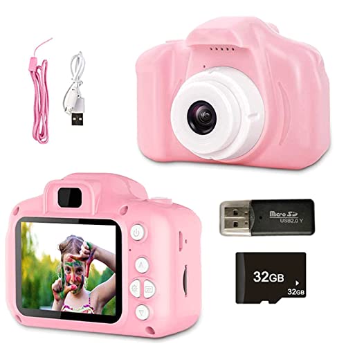Appareil Photo pour Enfants,2.0 Pouces Enfant Appareil Photo Numérique, Mini Caméra Numérique Rechargeable Caméscope Photo vidéo pour Filles Garçons de 3 à 10 Ans avec 32G SD