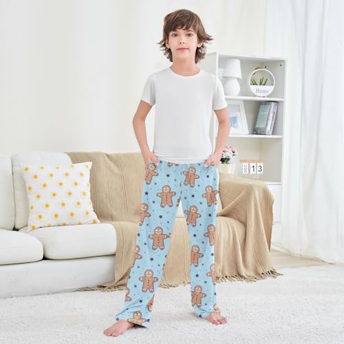 Boys' Pants Christmas Gingerbread Snowflake Long Bottoms Jogger Pants Elastic Waist Trousers with Pockets S-XL3