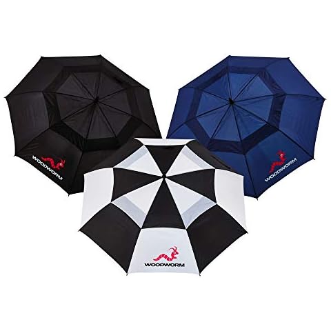 Woodworm 3 Pack of 60 Inch Golf Umbrellas Premium Vented Double Canopy each Umbrella with Automatic Open Cover