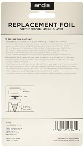 Andis 17160 Replacement Foil For Pro-Foil & Lithium Shaver - Super Soft Gold Titanium Cutters, Close & Smooth Cutting, Zero Finish With No Bumps/Irritation - Compatibles With Andis Models, Gray #TOP2