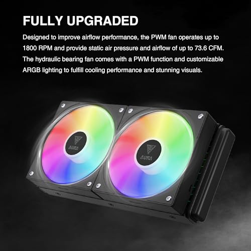 Gamdias Aura GL240 V2 RGB Liquid CPU Cooler, Dual Fan, ARGB AIO, Rotatable Pump, LGA 1700/AM5 Compatible, Built-in Lighting Effects, Hidden Cable Design