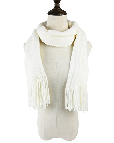 Bruceriver Women's Knit Scarf & Glove Set Cashmere Feel And Cable Design (Off-White Touchscreen) #TOP1