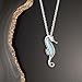 Jewelili Seahorse Pendant Necklace in Sterling Silver with Created Opal and Natural White Diamond Accent, 18