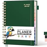 RETTACY Kalender 2026 2027 - Wochenplaner Notizbuch A5, Schulplaner 26/27, Terminplaner für Schule, August 2026-Juli 2027 planer, Studium & Alltag (Dunkelgrün)