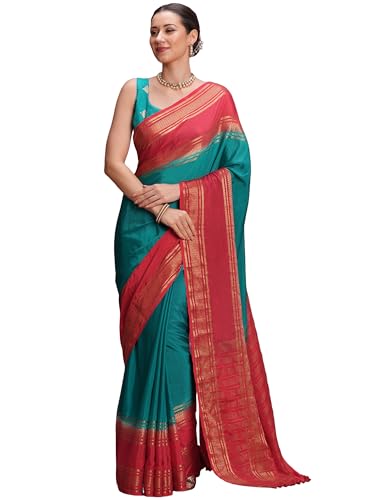 Image of AKHILAM Women's Mysore Silk Ombre Woven Design Saree With Unstitched Blouse Piece (KUSUM4101 NSM Parent)