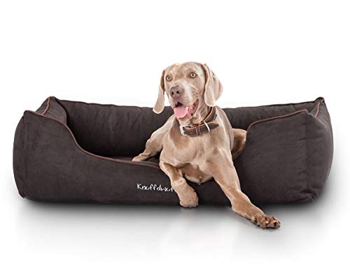 Knuffelwuff Orthopädisches Hundebett Amelie aus Velours mit Handwebcharakter Übergröße XXXL 155cm x 105cm Schwarz - abnehmbarer Bezug - waschbar - für große, mittelgroße und kleine Hunde