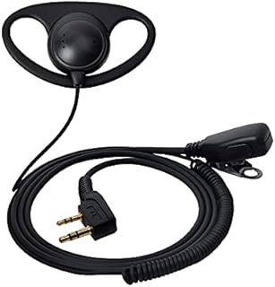 UAYESOK 2 Pin D-Shape Earpiece Walkie Talkie Headset with PTT Mic Microphone for Baofeng UV-5R UV-5RA 777 888S UV-82 Kenwood TH-22A TH-22AT TH-22E TH-25 WOUXUN HYT PUXING 2 Way Radio (1 Pack)