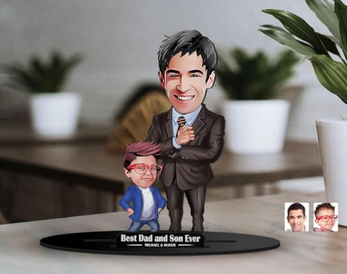 Image of THE GRANDEUR Personalized Father's Day Gift Caricature - for Dad, Papa, Dadaji | Unique Gift for Daddy, Grandpa, Husband from Son Daughter (Design 7)
