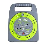 IONOS 2 Socket Cable Reel, 15m, Green, 13 Amp, Thermal Cut Out, Heavy Duty, Outdoor Extension Lead, Ideal for Garden, DIY, Workshop, Power Tools (ION15M2SHBCR2)