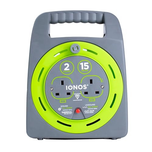 IONOS 2 Socket Cable Reel 15m Green 13 Amp (ION15M2SHBCR2)