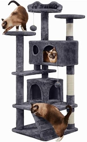 Yaheetech Árbol Rascador para Gatos 139cm con 3 Plataformas 2 Nid...