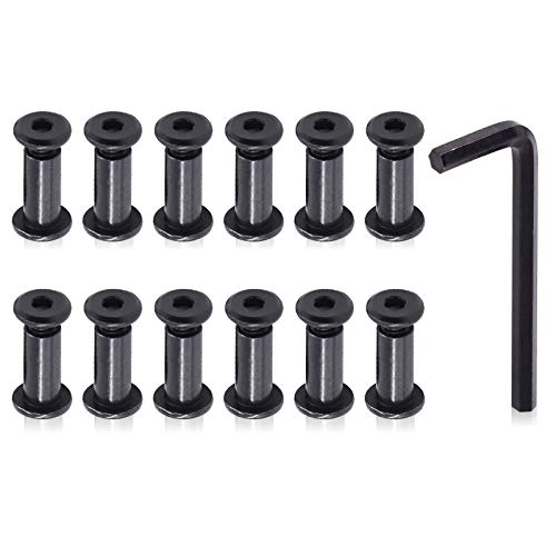 Hilitchi M6 Hex Drive Socket Cap Bolts Kit Countersunk Head Screws Bolts Dowel Barrel Nuts Crib Bolts Nuts Assortment Kit For Furniture Hardware Fitting (M6X16Mm-12Pcs) #TOP6
