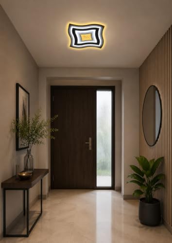 Image of FILLISKA Aluminium Luxurious 3 in 1 Led Ceiling /Wall Chandelier Light with 3 Step Colour Changing Function (Acrylic White Square-671 /3)