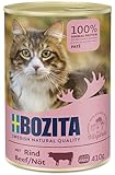 BOZITA Pate Nassfutter für Katzen mit Rind - Getreidefrei - 20 x 410 g - nachhaltig produziertes Katzenfutter für erwachsene Katzen - Alleinfuttermittel