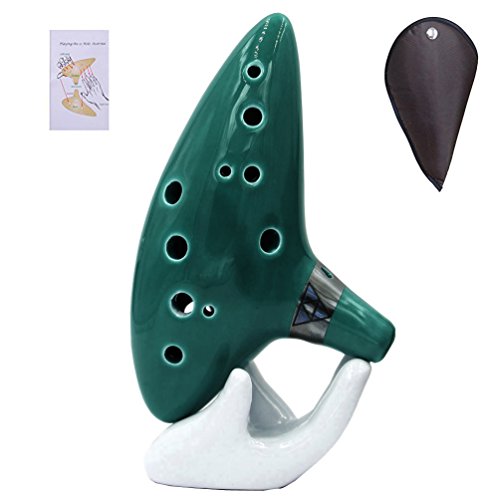 Ocarina Instrument 12 Hole - Ocarina Zelda Alto C with Songbook, Bag, Rope and Hand Care - Gift for Children, Beginners, Zelda Fans (Green)