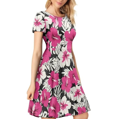 Image of Biyejit Women's Summer Casual Short Sleeve T-Shirt Swing Dress Crew Neck Plus Size S-4XL