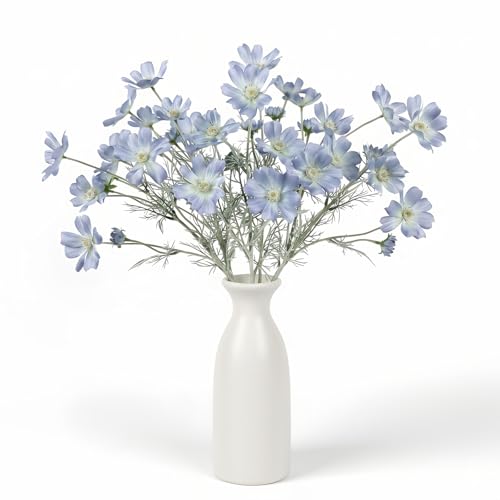 LINSIE 4pcs 24Inch Light Blue Cosmos Branches Artificial Flowers,Light Blue