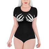 Littleforbig Cotton Romper Onesie Pajamas Bodysuit - Lady Death Night-Glow Onesie 4XL