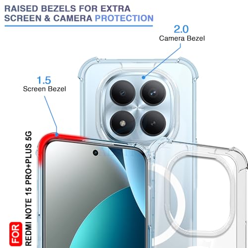 Image of AESTMO Clear Back Cover for Redmi Note 15 Pro Plus 5G | 360 Protection | Transparent Back Cover for Redmi Note 15 Pro Plus 5G (PC + TPU, Compatible with MagSafe Accessories, Transparent Bumper)