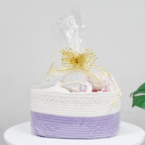 ABenkle Diaper Caddy Organizer, Boho Rustic Cotton Rope Nursery Baby Basket, Changing Table Organizer for Baby Diaper Storage and Baby Shower - Thumbnail 6