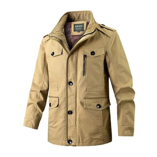 Saharienne Homme Été - D'extérieur Décontractée Coton Classique Coupe-Vent Cargo Militaire Style Printemps Automne Travail Casual Léger Blouson Veste Demi-Saison Manteau avec Poche