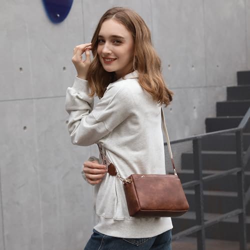 APHISON Small Crossbody Bags for Women, Triple Zip Crossbody Cell Phone Purse Shoulder Handbags with Adjustable Strap2