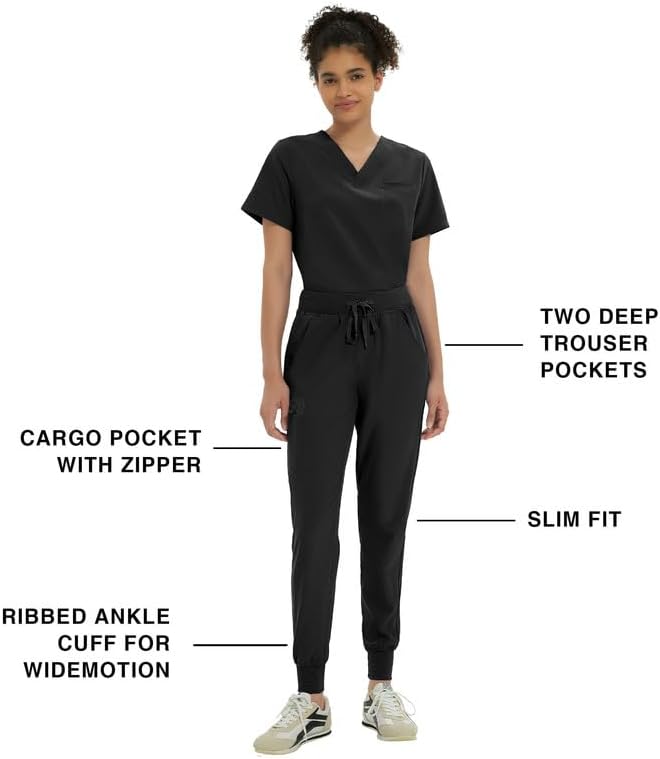 Kitmaz Medical Scrub Pants for Women-Mid Rise Jogger Pants with Yoga Waistband, 4-Way Stretch, Anti-Wrinkle & 5 Pockets - Image 3
