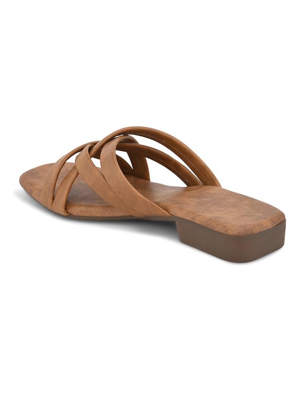 Image of XE Looks Women's Flat Slippers | Stylish Cross-Strap Design in Suede Finish | Comfortable Cushioned Footbed | Slip-On Lightweight Flats Slippers For Girls & Women
