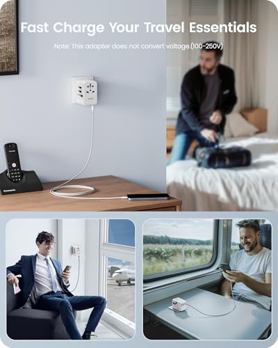 Adaptador universal Lencent 65W con 3 USB-C y 2 USB-A para viaje mundial 6
