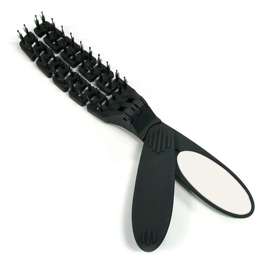 Oneteck Folding Hair Brush With Mirror, Easy Carry, Travel gift