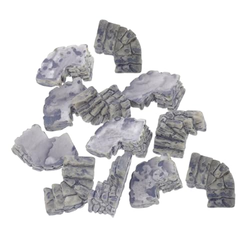 TOGEVAL 12pcs Micro Stone Stairs Micro Landscape Ornaments for Tropical Fish Tank Garden Decoration Terrarium Aquarium Hideout Plant Accessories Grey