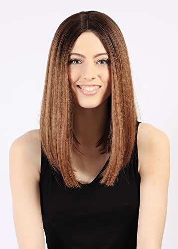 Perruque lace miel mi-longue cheveux japonais pour masquer la repousse facilement
