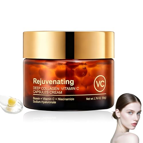 Deep Vita C Capsule Cream, Vitamin C Creme mit Niacinamide & Kollagen, Collagen Capsule Feuchtigkeitscreme, Vitamin C Anti-Falten Gesichtscreme, Straffende, Creme Gegen Pigmentflecken