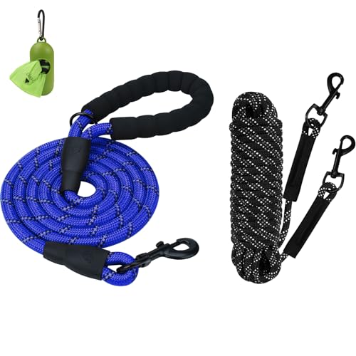 Taglory 30FT Long Dog Leash and 5 FT x 1/2 inch Rope Dog Leash, Recall Training Leash with 2 Swivel Hooks for Large Medium Small Dogs Walking, Camping, or Backyard