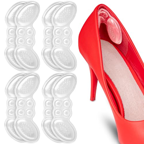 SULPO Coussinet talon chaussure en gel - 4 paires - semelle chaussure trop grande - protection talon silicone - semelle talon - protège talon - anti ampoule - patch réparation chaussure - adhesive