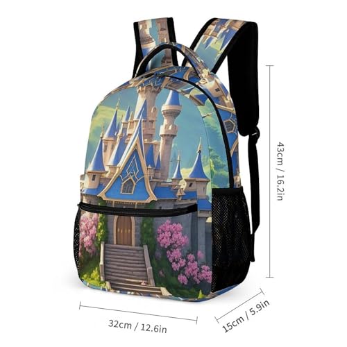 Colorful Castle Backpack Set 3 Piece, Durable Backpack Insulated Lunch Bag Portable Pencil Case for Men Women2