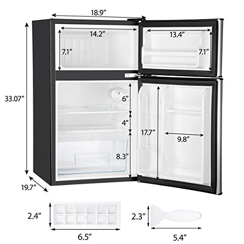 EUHOMY Mini Fridge with Freezer, 3.2 Cu.Ft Mini Refrigerator fridge, 2 door For Bedroom/Dorm/Office/Apartment - Food Storage or Cooling drinks(Silver). 8 EUHOMY Mini Fridge with Freezer, 3.2 Cu.Ft Mini Refrigerator fridge, 2 door For Bedroom/Dorm/Office/Apartment - Food Storage or Cooling drinks(Silver). - Image 6