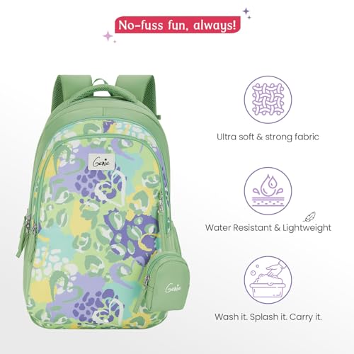 Image of Genie Backpack for Girls Laptop Sleeve, Three Compartments and Organiser with Padded Shoulders |Best for Books,Stationery,Lunch Box & Essentials