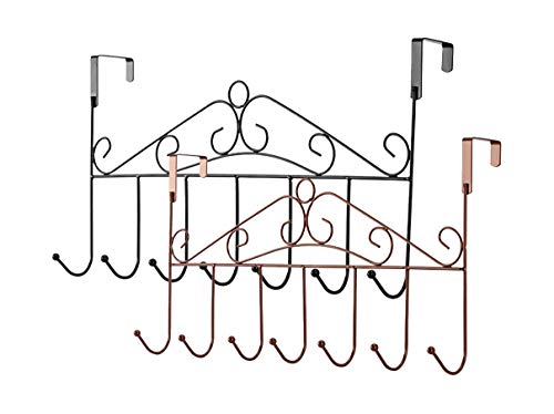 eywlwaar Metal Over Door Hook Rack with 7 Hooks Decorative Over The Door Clothes Hanger Suitable for Towels Hats Coats Bag Scarfs in Bathrooms, Bedroom, Kitchen