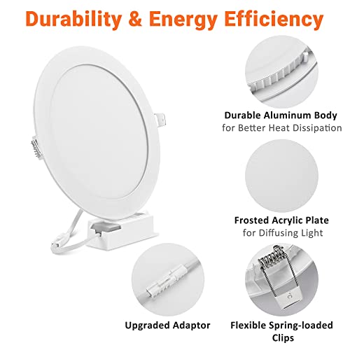 Delight 6 Pack 7 Inch Led Recessed Lighting 3Cct Ultra-Thin Ceiling Light 3000K/4000K/6000K Selectable 15W Eqv 125W Canless Downlight 1200Lm High Brightness Panel #TOP3