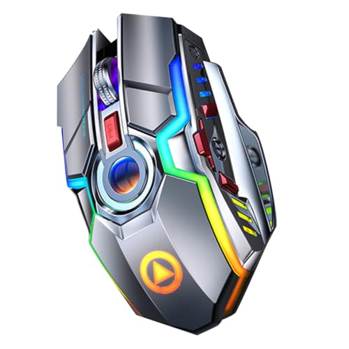 Souris de jeu sans fil silencieuse et rechargeable avec éclairage RGB