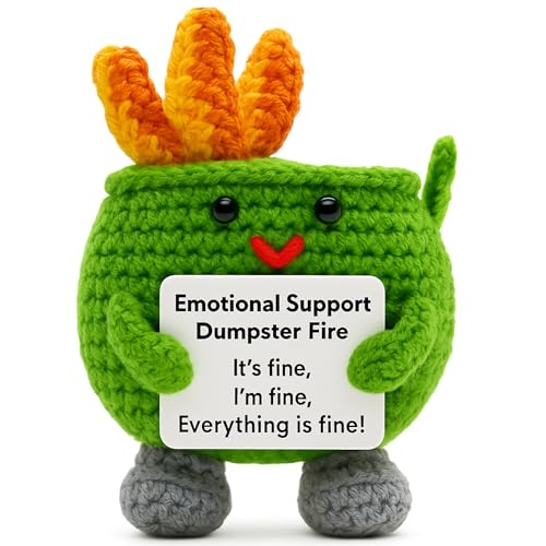 Emotional Support Dumpster Fire Crochet, Handmade Positive Support Gift. Counselor,