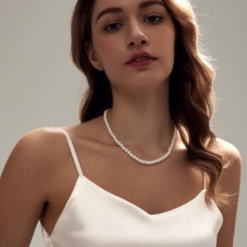 Image of Zeffy Pearl Necklace 4MM /6MM /8MM Dainty Round Imitation Pearl Choker Necklace Wedding Pearl Necklace Delicate Jewelry for Women Simple Bridesmaid Jewelry Gifts